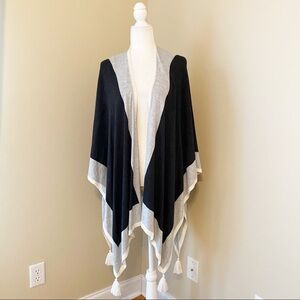 Talbots Tassel Trim Open Front Wrap Poncho